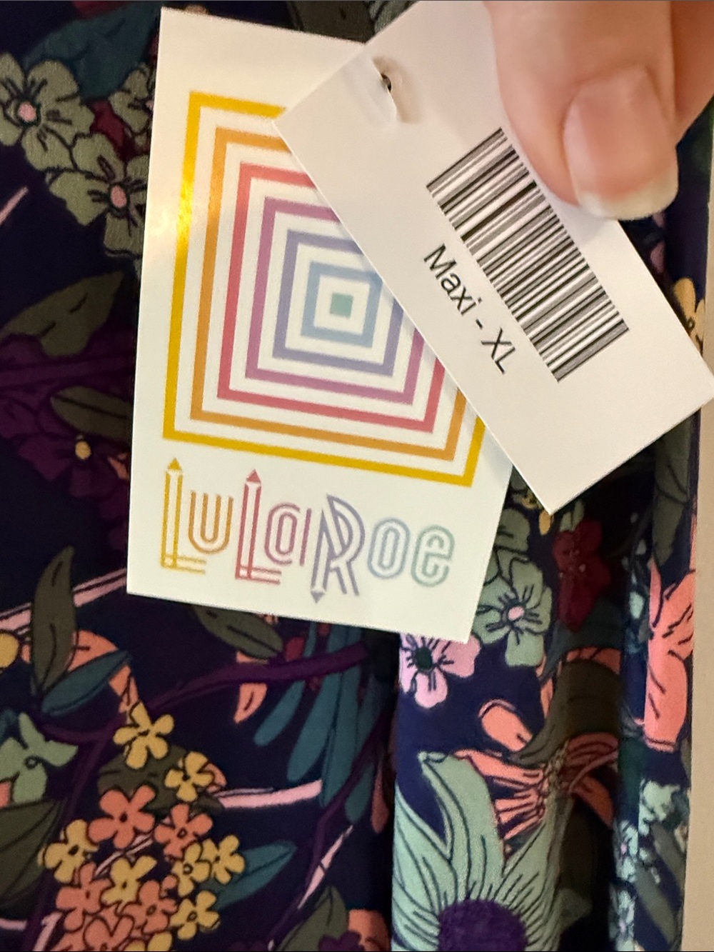 LuLaRoe Navy Floral Maxi with Colorful Bloom Pattern - Picture 4 of 4